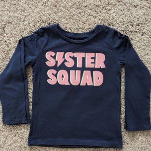 Carter's navy long sleeve "sister squad" shirt
